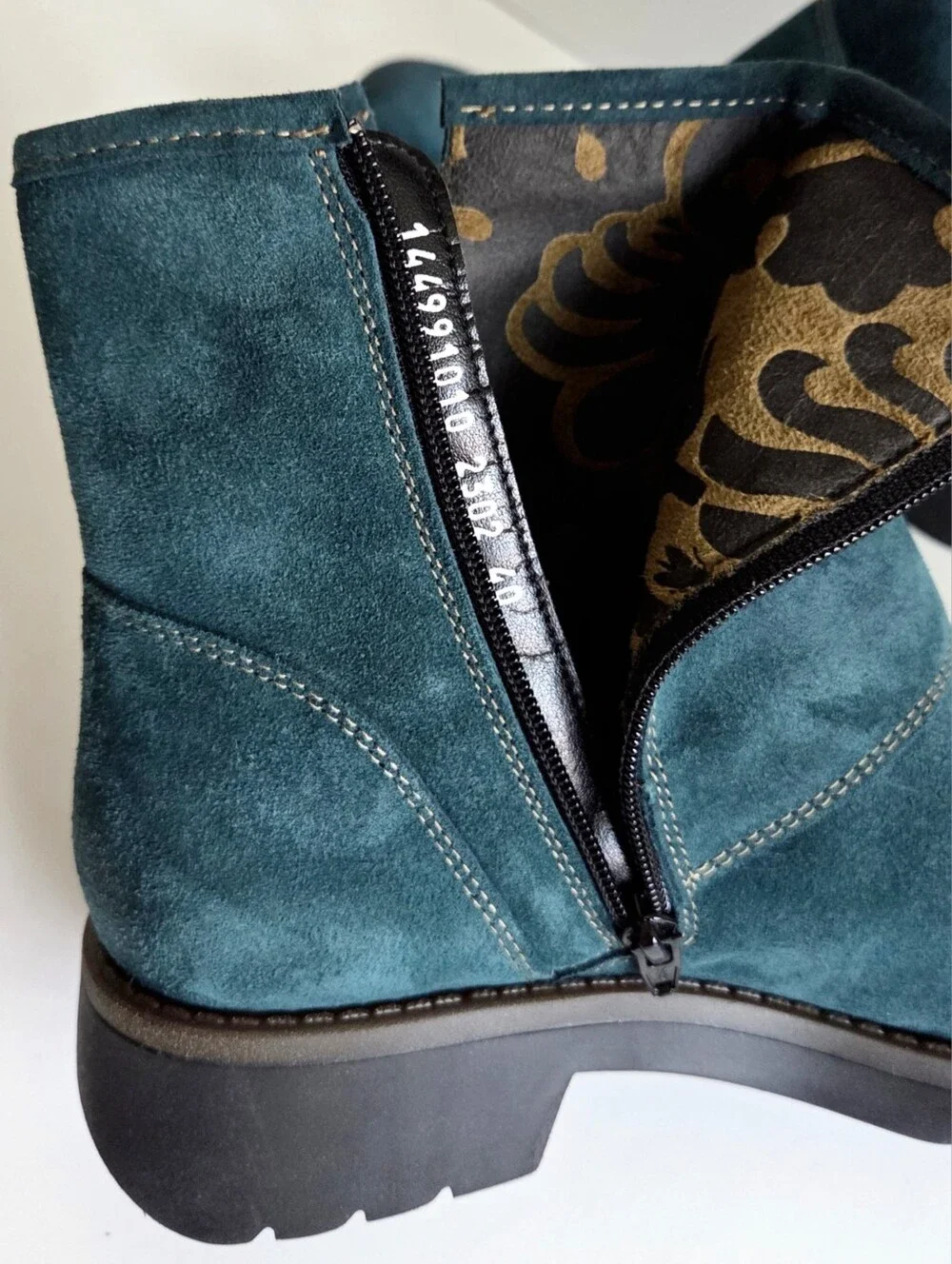 NWOT Fly London Rily Bootie "Oil Suede Petrol" / Teal, Big Buckle Sz 40, 9-9.5 - Picture 6 of 15